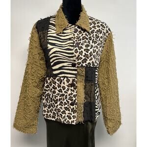 Vintage Patchwork Large animal Print‎ Tapestry Boho Retro Funky Jacket Lagenlook